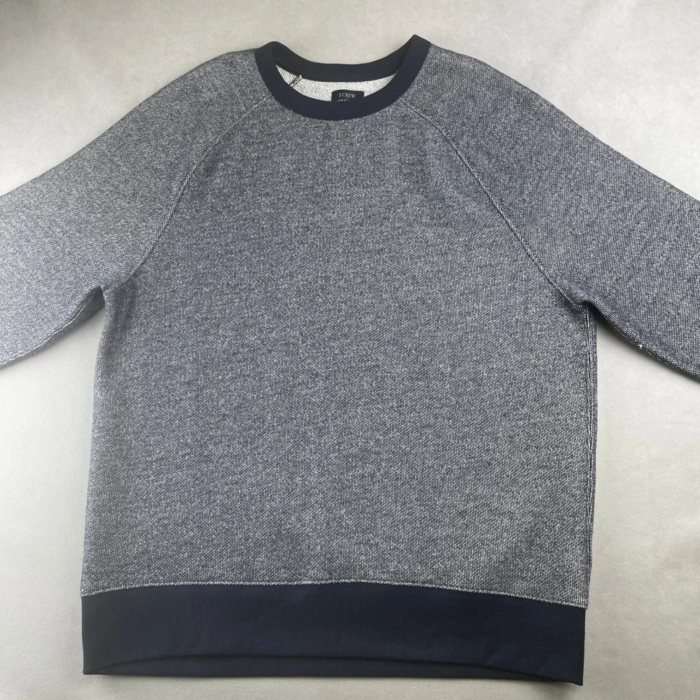 J Crew Authentic Fleece Sweatshirt XL‎ Blue Heathered Raglan Crew Neck Pullover
